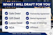 draft legal agreement, deed, affidavit and contract