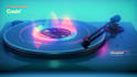 create a 3d neon vinyl turntable music and audio visualizer