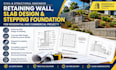 retaining wall, slab design, stepping foundation as civil, structural engineer