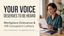 write a professional workplace grievance or HR complaint letter