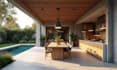 deck pergola and outdoor kitchen design with 3d landscape rendering patio pool