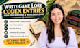 write game lore codex entries item descriptions and worldbuilding