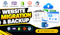 wordpress woocommerce shopify magento prestashop website migration and backup