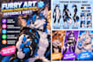 draw furry art fursona character design and reference sheet
