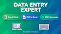 do accurate data entry, excel work and pdf to excel conversion