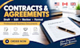 draft, edit, review and format professional contracts and agreements