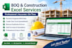 format construction reports, material lists, and boqs in excel