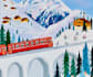 create whimsical nostalgic holiday wall art illustration