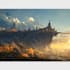 design a fantasy landscape with cinematic atmosphere
