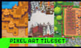 draw handmade pixel art tilesets and tilemap for your indie game