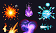 create pixel vfx animation, attack vfx, explosion particle effect, magic spell