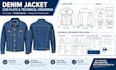 create a denim jacket tech pack with cad flats and factory specifications