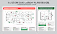 design fire exit and emergency evacuation plan, map