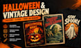 design halloween posters, flyers, vintage posters and print on demand