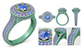 custom engegement ring cad, diamond stone settings in rhino matrixgold