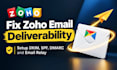 fix zoho email deliverability, setup dkim spf dmarc and email relay
