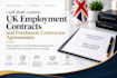 draft custom UK employment contracts and freelancer contractor agreements