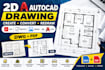 create or convert 2d drawings in autocad professionally