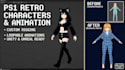 create ps1 style 3d model retro character rig and animate