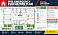 design fire emergency evacuation plan, map, diagram and fire exit and emergency