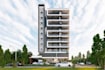 render residential building external, mixed use tower, high rise complex visual