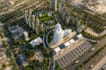 3d mixed use residential development, apartment complex layout, urban cgi render