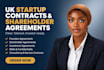draft UK startup contracts, founders agreements and shareholder agreement