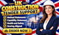 prepare UK construction tender, capability statements and method statements