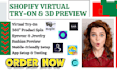 setup shopify 3d preview icona tryon virtual antla camweara genlook spin studio