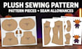 design a halloween plush toy with sewing pattern and tech pack