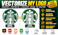 vectorize your logo, redraw, recreate and convert image to vector