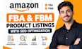 setup amazon fba fbm product listings with SEO amazon listing optimization image
