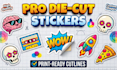 create custom die cut sticker design with print ready cutlines