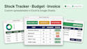 design excel google sheets, stock tracker spreadheet, budget invoice spreadsheet