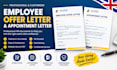 draft a UK employee offer letter and appointment letter