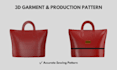 develop clo3d sewing pattern for leather bag and tote bag