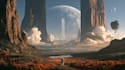 create stunning sci fi city illustrations