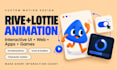 create custom rive, lottie json animation, interactive ui, game, web animation