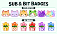 design custom twitch emotes, sub badges, bit badges and channel points