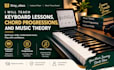 teach keyboard lessons, chord progressions, and music theory