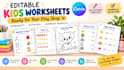 design kids worksheets and editable canva printables