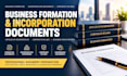 prepare business formation document, incorporation paperwork, corporate bylaws