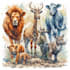 create comic styled animals in watercolour