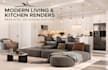 do 3d interior rendering for living and kitchen