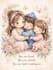 create cute chibi mother and kids water illustration