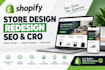 shopify store, redesign shopify website SEO and cro optimization