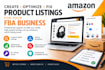 create amazon fba product listings, variations, and fix listing issues