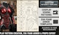 do custom eva foam cosplay armor sewing patterns with printable pdf templates