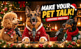 create a realistic ai christmas talking pet video