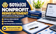 Reinstate 501c3 tax exempt status non profit registration irs 1023ez ...